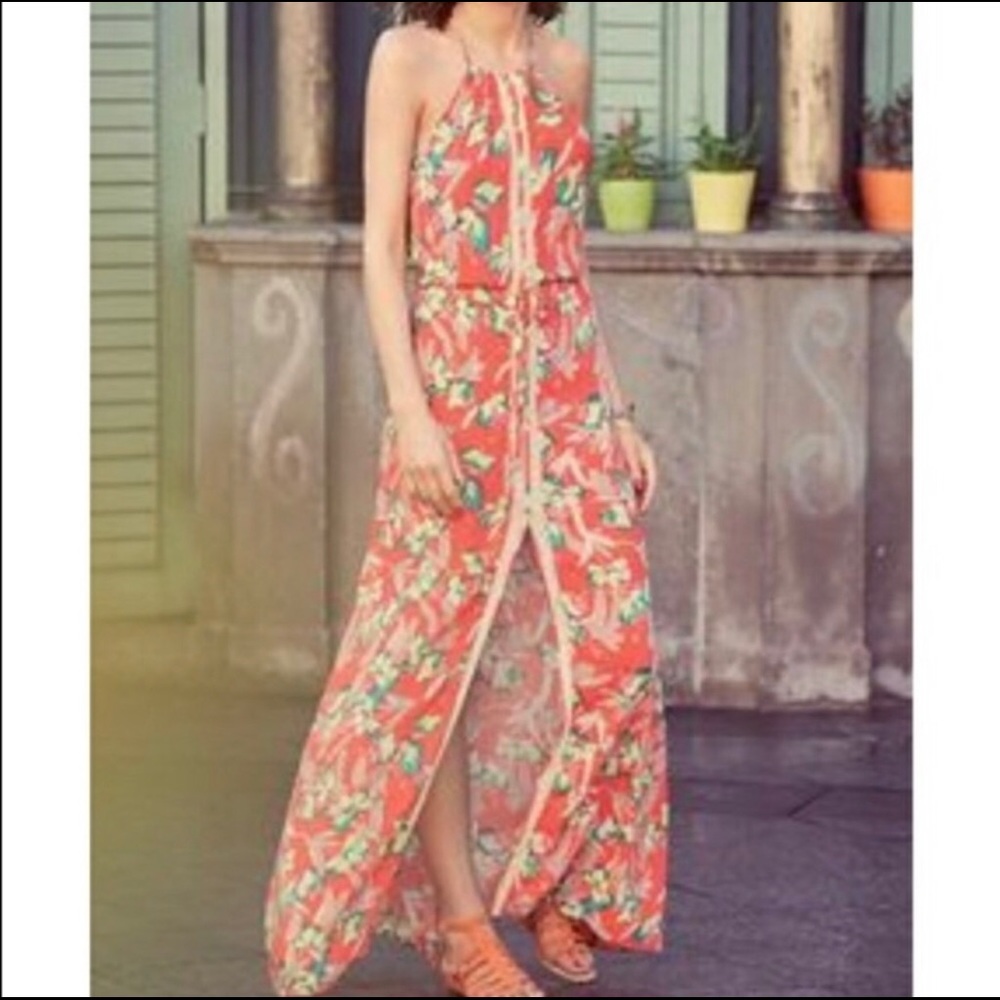 Ella Moss Orange Floradita Maxi Dress- NWT Bohemian Beachy Casual Vacation